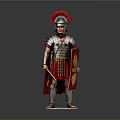 Roman Soldier Figurine With Detailed Armor Helmet Shield And Red Cape