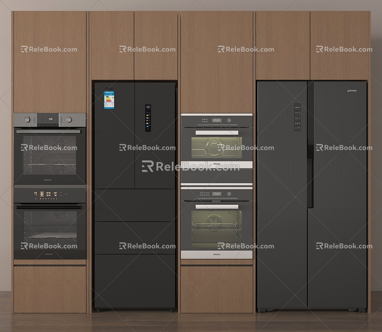 Modern refrigerator built-in refrigerator oven 3d model