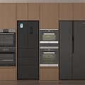 Modern refrigerator built-in refrigerator oven 3d model