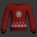 Warm Red Winter Sweater With White Snowflake Pattern And Cozy Design 3d model