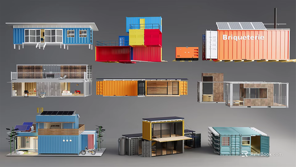 Colorful Modern Container Buildings With Modular Design And Creative Structures 3d model 