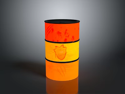 Orange Yellow Building Featuring Red Accents Heart Design And Black Decorative Bands 3d model