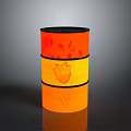 Orange Yellow Building Featuring Red Accents Heart Design And Black Decorative Bands