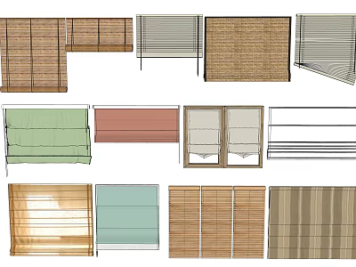 Various Blinds with Bamboo Fabric Materials and Colorful Designs 3d model