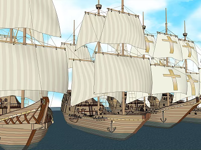 Modern Sailing Ancient Wooden Sailing Boat 3d model