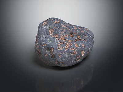 Natural Irregular Stone With Dark Surface And Copper Spots On Reflective Background 3d model