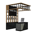 Modern Women's Wear Store Reception Desk With Wooden Frame Black Counter And Computer Monitor