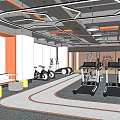 Modern Gym Interior Design With Well Equipped Fitness Equipment Treadmills And Training Zone