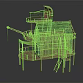 Bamboo Stilt House With Multi Level Structure Thatched Roof Wooden Ladder And Circular Platform