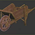 Antique Wooden Wheelbarrow With Single Wheel Wooden Body And Classic Handles Design