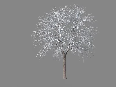 Snow Covered Arbor With Bare Branches And Brown Trunk On Gray Background 3d model
