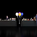 Commercial Catering Equipment with Service Counter Food Display Balloons Plants and Staff
