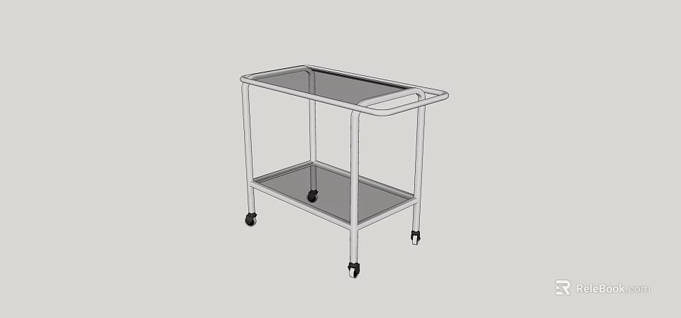 Modern Side Table with Two Tiers Transparent Top and Rolling Wheels 3d model 