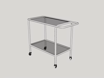 Modern Side Table with Two Tiers Transparent Top and Rolling Wheels 3d model