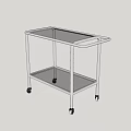 Modern Side Table with Two Tiers Transparent Top and Rolling Wheels