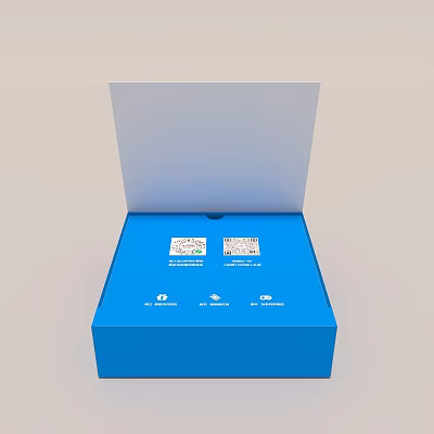 Ornament Decoration Set In Open Blue Box With QR Codes And Icons 3d model