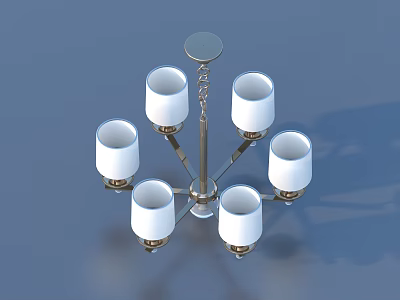 Modern Chandelier with White Lampshades and Metal Frame Contemporary Home Interior Design 3d model