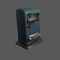 Blue Garbage Bin With Person Disposal Icon And Stable Base Structure