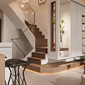 Modern Living and Dining Room Interior With Open Layout Sofa Coffee Table Dining Chairs and Kitchen Area