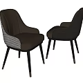 Light And Dark Gray Upholstered Dining Chairs With Armrests And Stitching Details 3d model