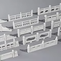 Different Traditional Chinese White Fence Designs With Carved Patterns And Railings