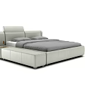 Modern Double Bed with Upholstered Headboard Light Gray Fabric and Side Storage 3d model