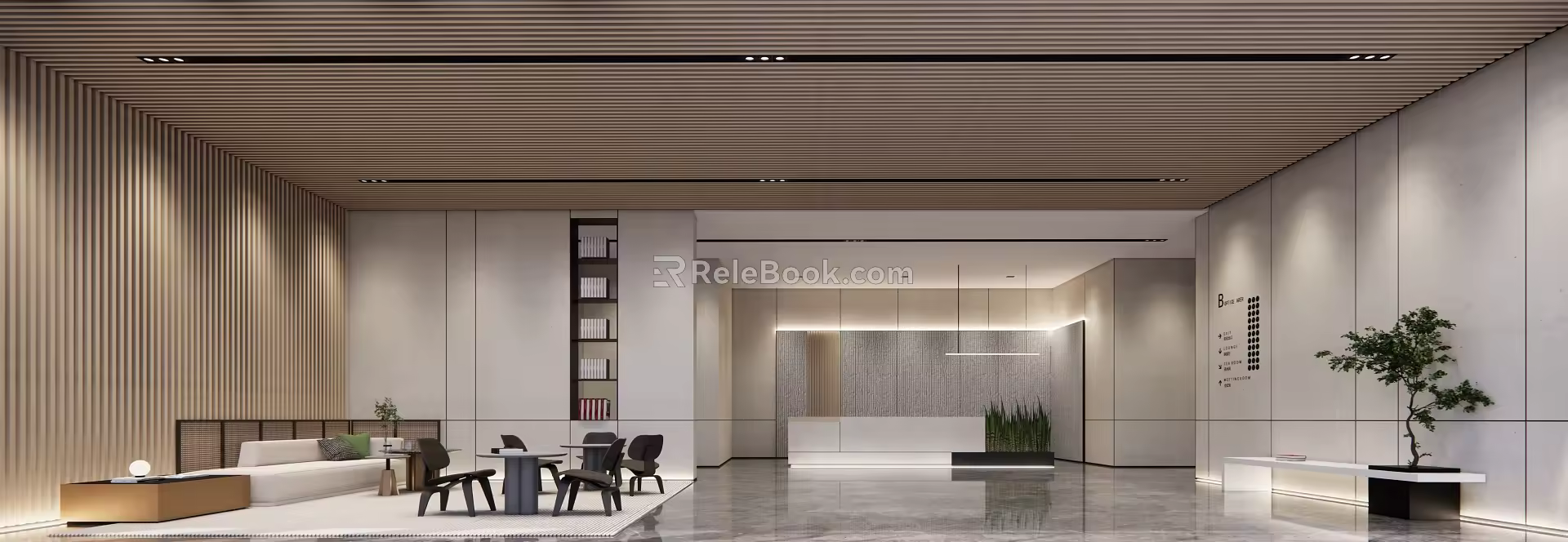 Modern Hall Company Lobby Reception Front Hall 3d model