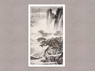 Decorative Painting Landscape Painting Hu Ruosi Tang Bohu Landscape Painting Traditional Chinese Painting 3d model