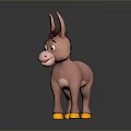Cute 3D Cartoon Pink Donkey Toy With Big Ears Smiling Face And Yellow Hooves