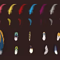 Colorful Feather Decorative Ornament Set Featuring Various Colors And Different Patterns For Home Decor