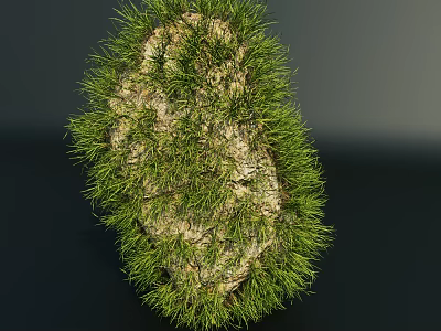 Natural Stone Wood Decor Adorned With Green Grass For Outdoor Garden Use 3d model