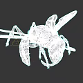 Detailed Black Flying Insect With Transparent Wings And Long Legs