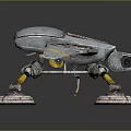 Futuristic Spacecraft With Metallic Structure Circular Thrusters And Support Legs For Universe Exploration