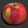 Fresh Red and Yellow Apple with White Spots and Glossy Surface on Black Background