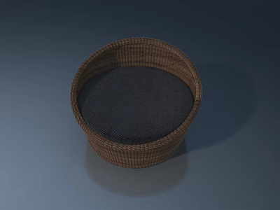 Brown Woven Round Cushion With Soft Dark Padding For Home Decor 3d model