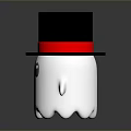 Cute White Ghost Game Movie Character With Black Top Hat And Red Band