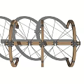 Outdoor Wooden Playground Equipment With Circular Wheel Frames And Multiple Support Structures For Kids