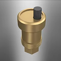 Golden Brass Industrial Component With Black Top Knob And Threaded Base 3d model