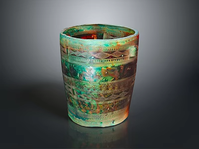 Colorful Ceramic Decorative Container With Intricate Geometric Patterns For Home Use 3d model