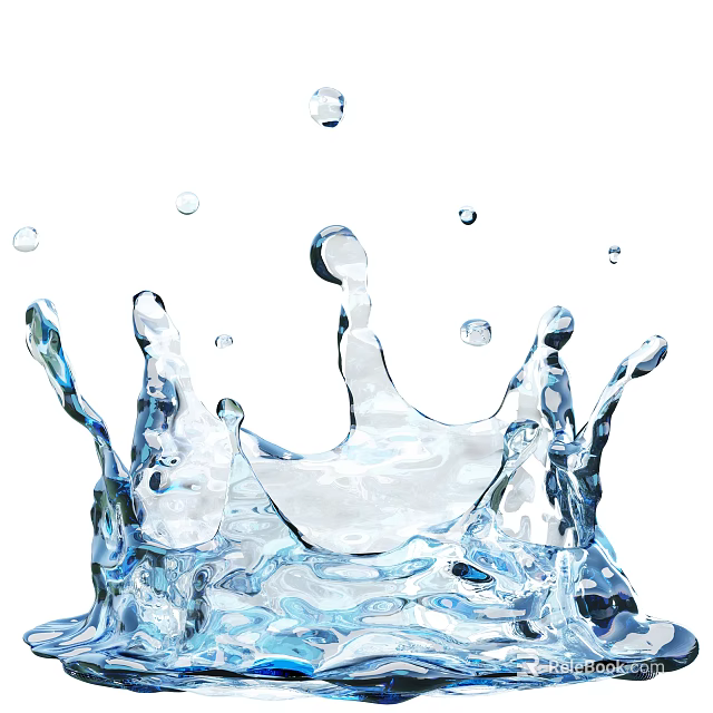 Clear Refreshing Water Drink With Splashing Drops And Vibrant Liquid Motion 3d model 