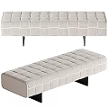 Modern Upholstered Bed Bench With Grid Pattern And Black Metal Legs For Bedroom