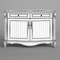Classic Solid Wood Entryway Side Cabinet With Chevron Pattern Doors And Carved Legs 3d model