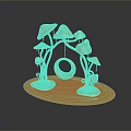 Golden Mushroom Shaped Decorative Furniture With Hanging Ring And Base