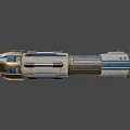 Futuristic Metallic Weapon With Glowing Tip And Intricate Mechanical Structure