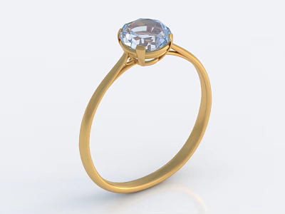 Elegant Gold Ring Featuring Oval Shaped Transparent Gemstone In Classic Design 3d model