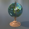 Decorative Globe With Mirrored Mosaic Surface On Wooden Stand For Home Decor