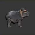 Adorable Baby Hippo Toy With Gray Skin Orange Ears And Smooth Shiny Surface