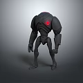 Black Mechanical Robot Character With Red Circular Emblem On Chest 3D Model Design