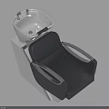 Modern Salon Shampoo Chair Featuring Black Leather Seat Silver Armrests And Integrated Wash Basin