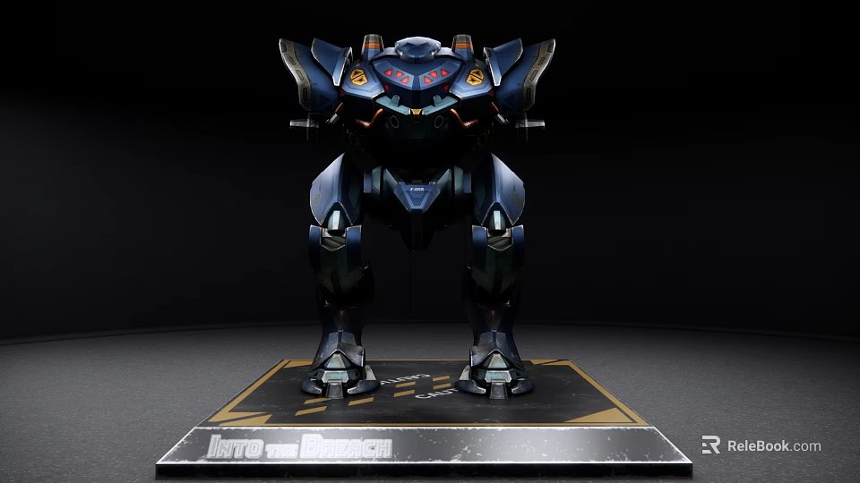 Smart Machine Robotic Figure Featuring Metallic Blue Armor And Mechanical Joints On Display Base 3d model